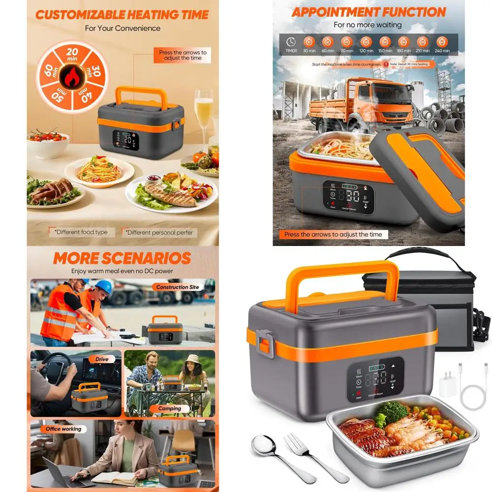 

Портативная электрическая грелка для обеда объемом 1 л, беспроводная и перезаряжаемая, идеально подходит для мужчин и женщин, автомобиля, офиса, путешествий