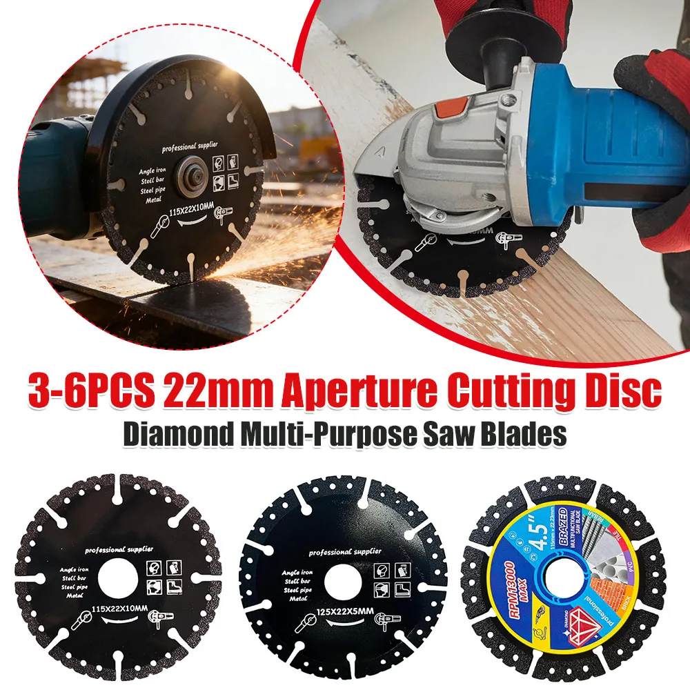 

Diamond Multi-Purpose Saw Blades 22mm Aperture Diamond Cutting Discs for Metal Steel Concrete Stone Tile Porcelain
