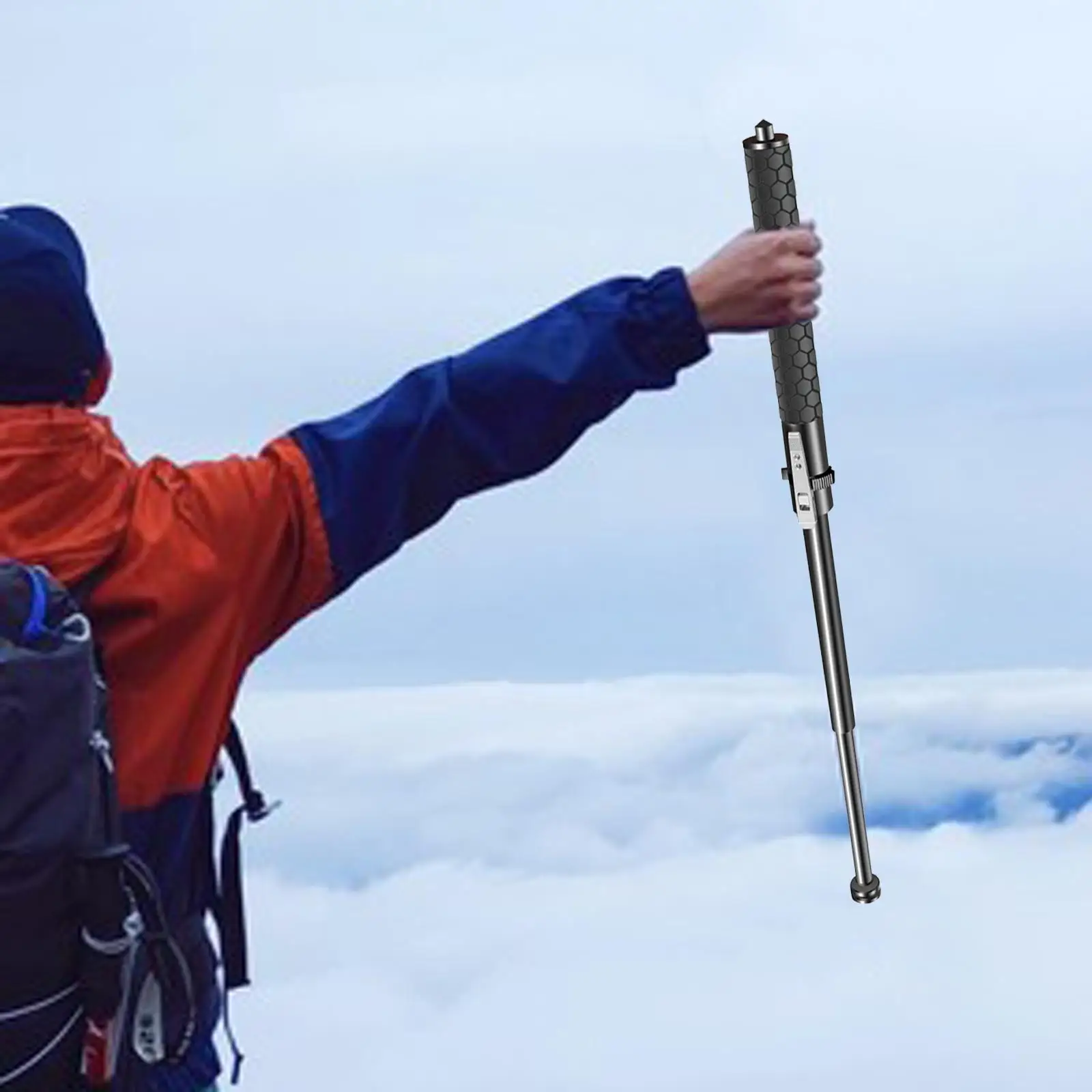 Retractable Hiking Cane with Anti Slip Handle Durable Alloy Steel Telescopic Trekking Pole for Mountaineering Retractable Hiking Cane with Anti Slip Handle Durable Alloy Steel Telescopic Trekking Pole for Mountaineering