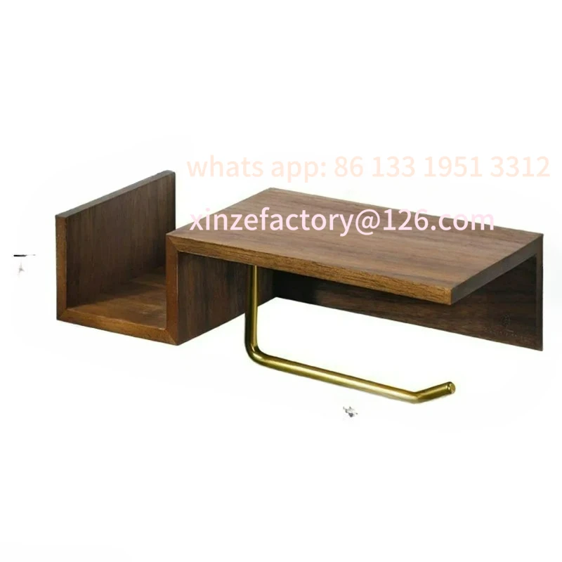 

Customizable Solid WoodeToilet Tissue Holder Non-Punching Wall Mounted Storage Box Storage Rack Bathroom Accessorie