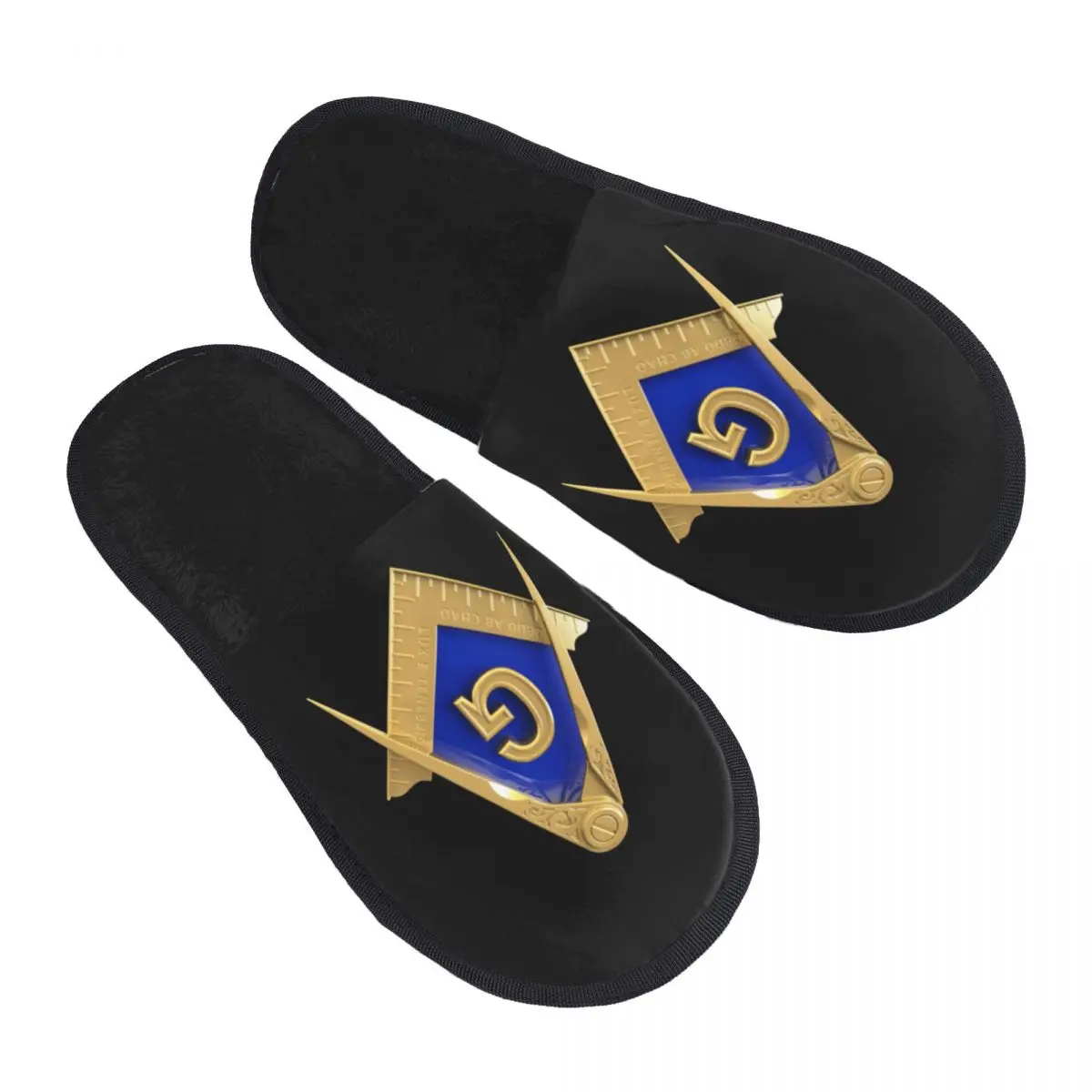

Custom Freemason Gold Square Masonic Soft Memory Foam House Slippers Women Cozy Warm Anti-skid Sole Slipper