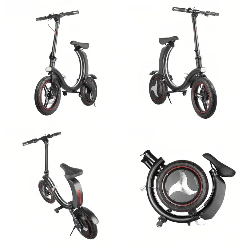 2026 2026 450W Brushless Long Range 36V 6AH Lithium Battery Electric Fold Bike 14 Inch Pneumatic Tire Disc Brakes LED Adults