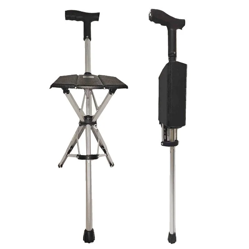 Elderly Walking Cane Chair Foldable Retractable Multifunctional Portable Stool Old Man Walking Rest Support Accessory