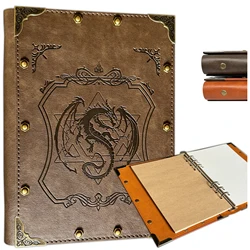 DND Dragon Notebook unico diario in pelle da 400 pagine A5 diario di viaggio Vintage, quaderno di scrittura foderato diario giornaliero fatto a mano D & D fo