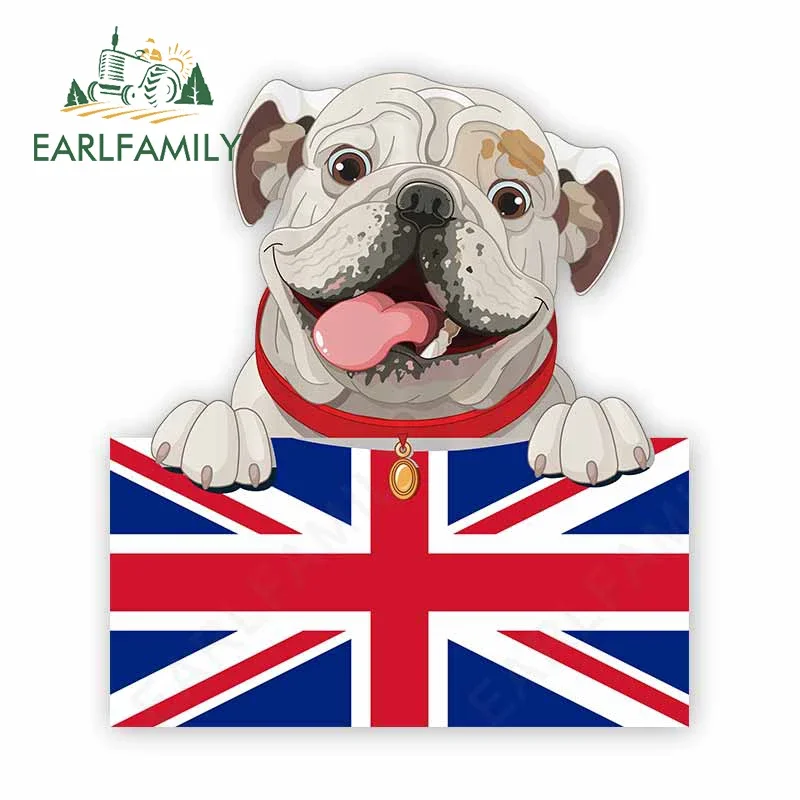 EARLFAMILY 13cm x 11.5cm for Bulldog England Flag Car Stickers Graffiti Waterproof Decal Motorcycle Windows Car Accessories