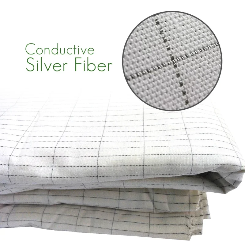 

Earthing Bed Sheet with Conductive Silver Fiber Grounded Antistatic Health Protection Fabric Release Static White