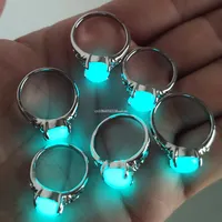 Glow in The Dark Rings Fluorescent Luminous Stone Silver Color Finger Ring for Women Men Jewelry Wedding Ring anillos mujer