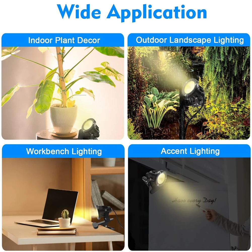 Clip On Spot Light Plug in Faretto impermeabile 12W 110V 220V Faretto a morsetto LED per interni ed esterni da 10W con spina EU/US/UK