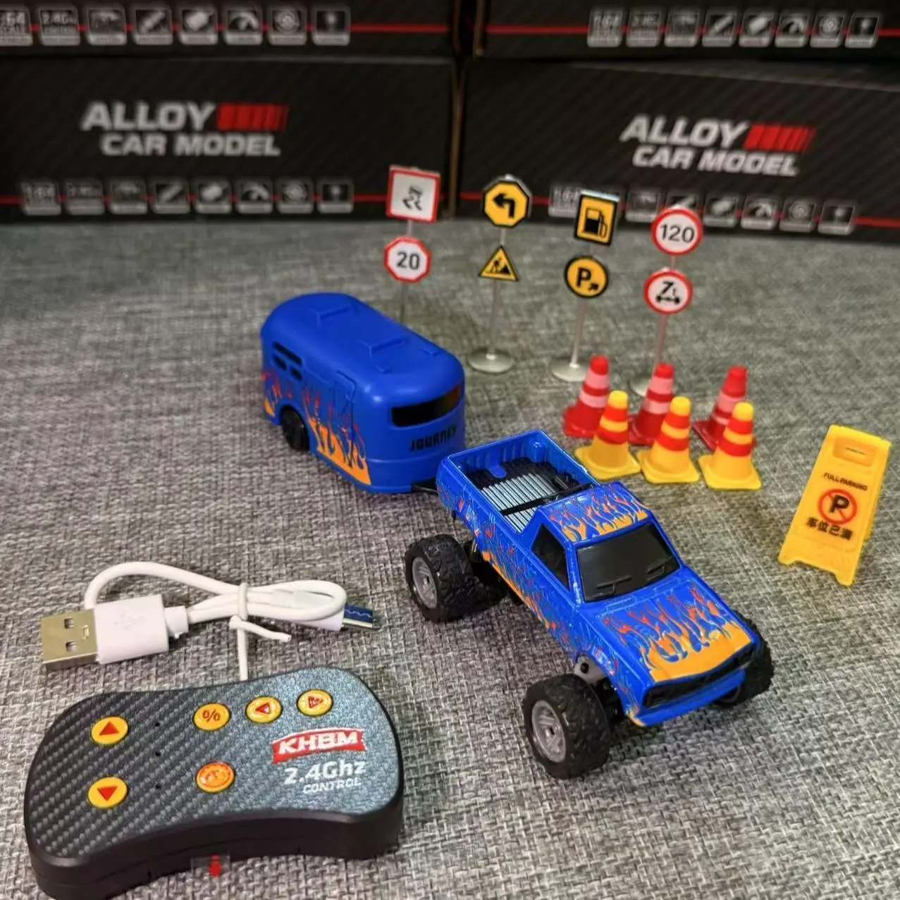 LYEAA Mini Camion RC 1:64 – Télécommande 2,4 GHz, 3 Vitesses, Feux Avant/arrière, Batterie USB – Alliage – Pour Enfants Et Passionnés