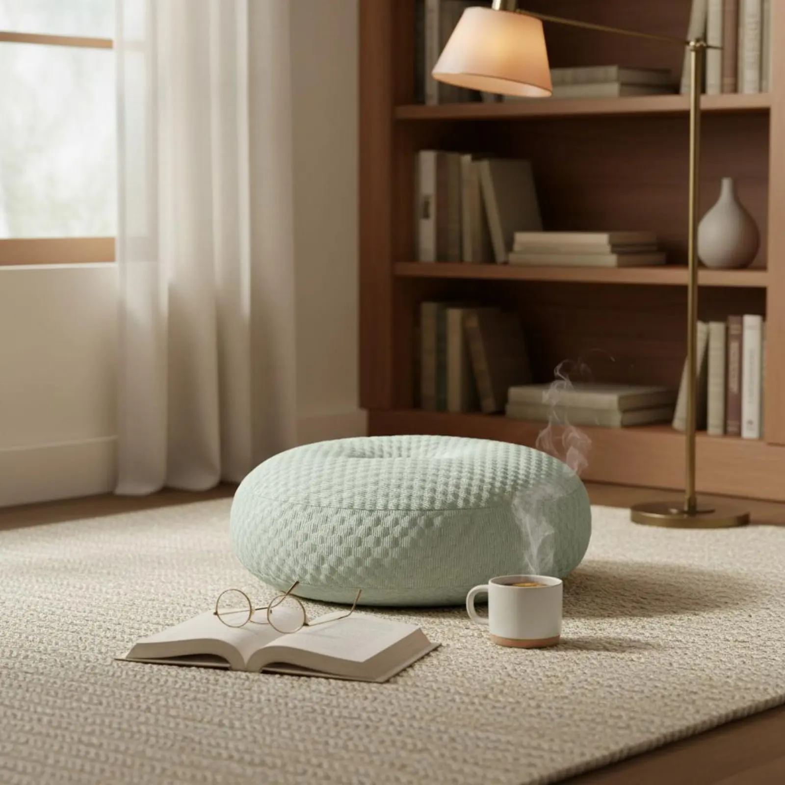 Tatami Floor Cushion Cooling Round Tatami Cushion Japanese Floor Pillow Multi-Purpose Home Decor Soft Feel