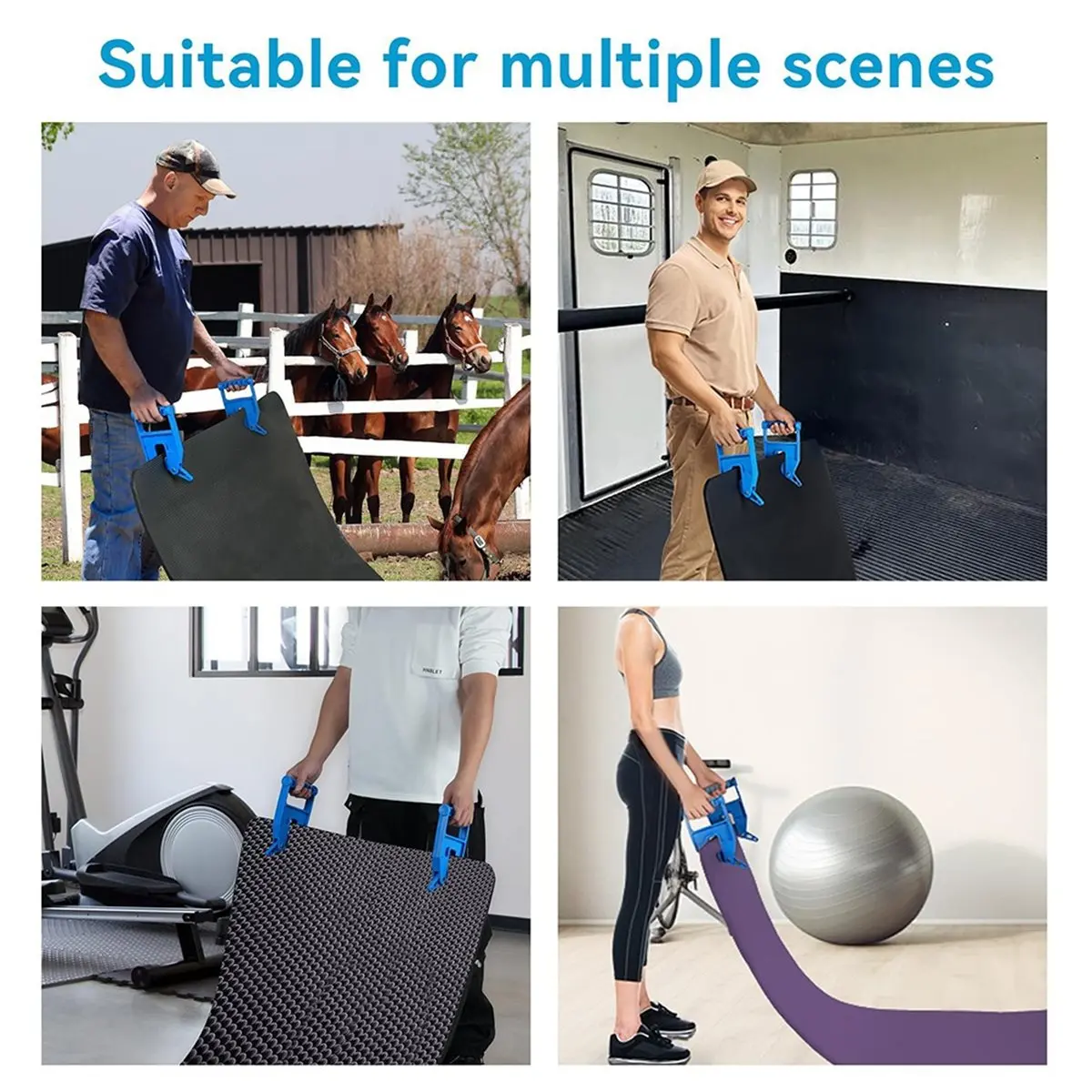 Mat Mover Tool - Mat Grippers - Heavy Duty Stall Mat Handlers for Horse Mat, Gym Mat, Trailer Mat & Rubber Mats