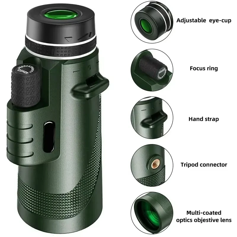 8X42 Professional Monocular Telescope Zoom Ipx4 Waterproof Bak4 Prism Fmc Coating For Hunting Hiking And Birdwatch Outdoor