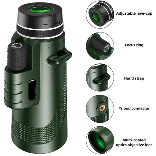 Imagen 2 del producto Telescopio Monocular profesional 8X42, Zoom Ipx4, resistente al agua, prisma Bak4, revestimiento Fmc para caza, senderismo y Birdwatch al aire libre