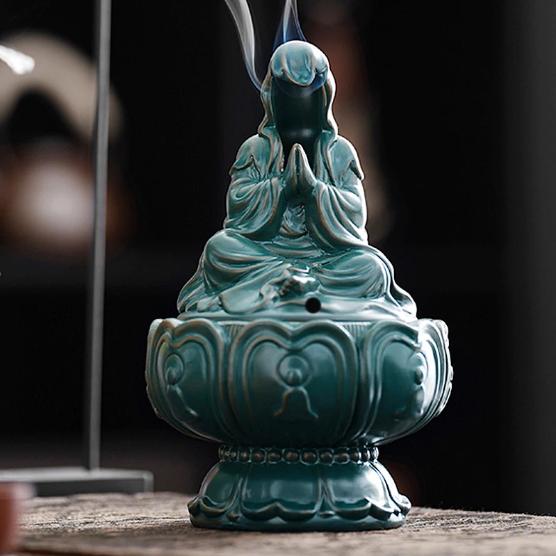 

Tea Ceremony Study Ceramic Crafts Indoor Decorations Zen Formless Guanyin Plate Incense Burner Household Sandalwood Agarwood