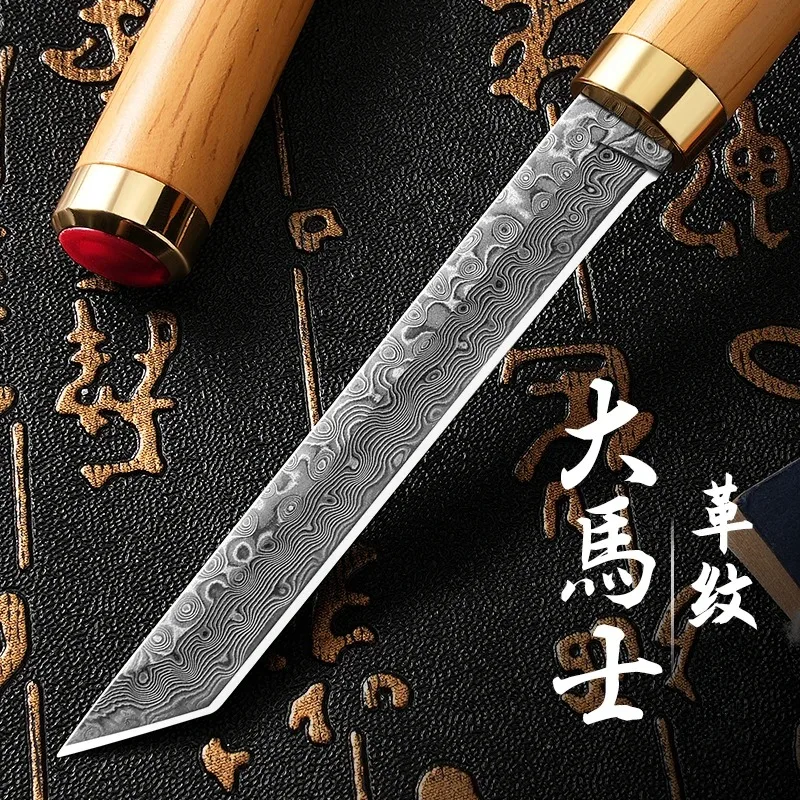 BAKULI Damascus knife, outdoor portable straight knife, fruit knife melon knife high-grade case opening knife