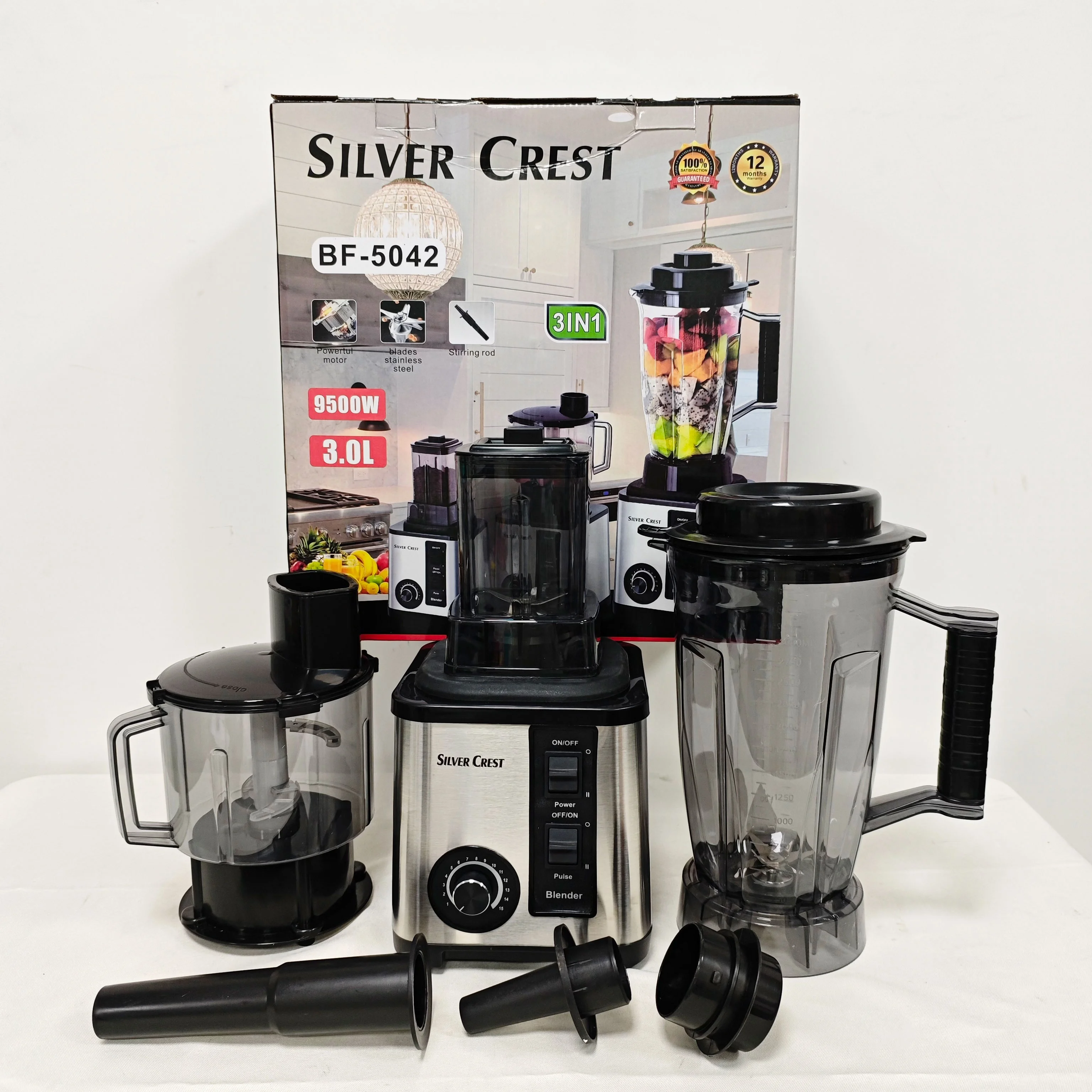 Silver Crest Food Smoothie Heavy Duty 9500W Presse-agrumes Appareils ménagers Rechargeable Commercial Multifonctionnel Mixeur Blender 3 en 1