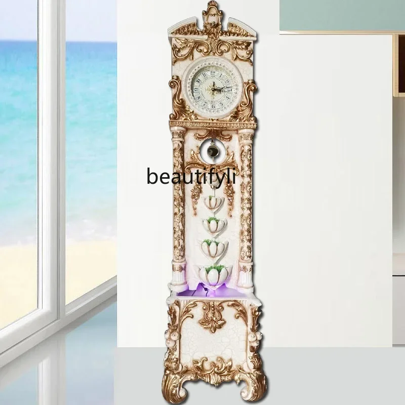 

L Living room floor clock vertical clock European antique clock TV cabinet next to the floor ornament