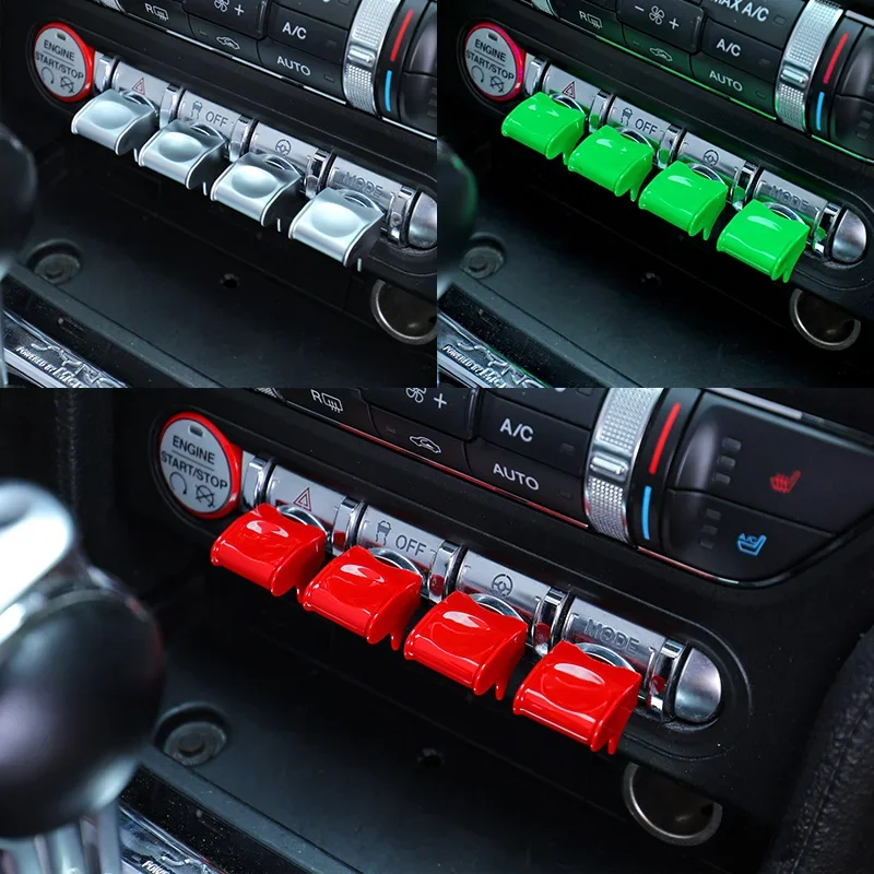 For Ford Mustang 2015-2023 ABS Modified Interior Aircraft Button Decoration Mustang Central Control Start Button Cover Sticker