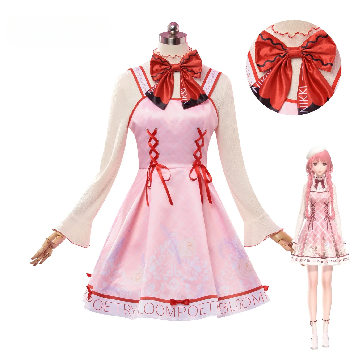 In Stock Nikki Cosplay Costume Anime Infinity Nikki Cosplay Lolita Pink Dress Halloween Party Outfits for Women