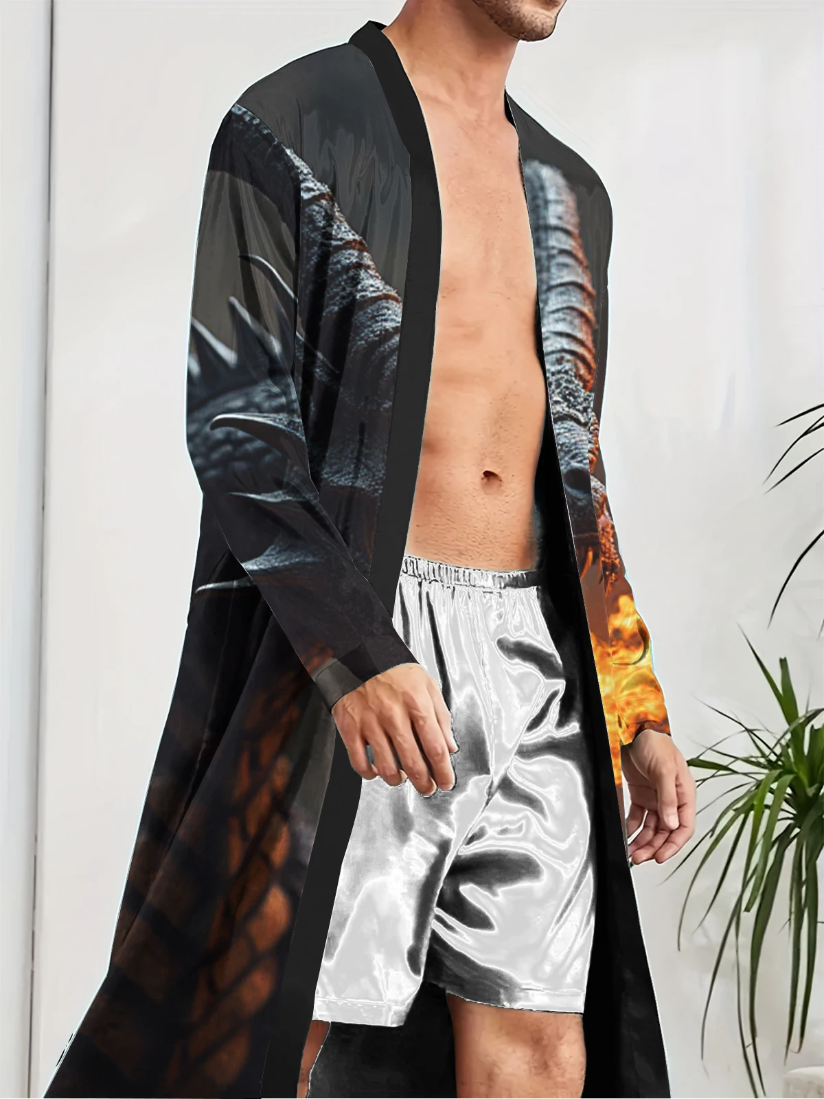 1pcs Men's Robes 2026 Spring/Summer Breathable 3D Printed robe Men's bathrobe Sleepwear Robes Graphic Funny pajamas