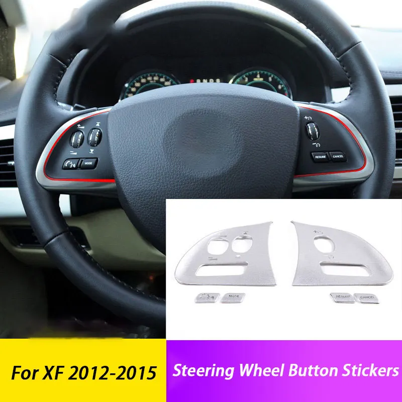 

Car Steering Wheel Button Sticker Trim Cover For Jaguar XF 2012 2013 2014 2015 Car Interior Accessories