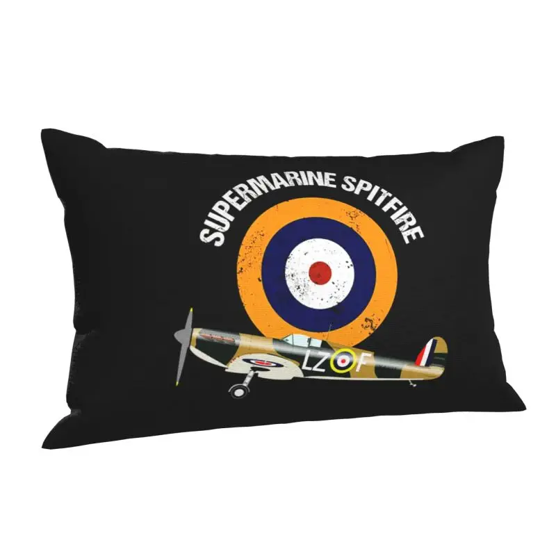 Custom Supermarine Spitfires Cushion Covers Polyester RAF Warbird Military WW2 Aircraft Plane Pillow Case for Bed Sofa Rectangle