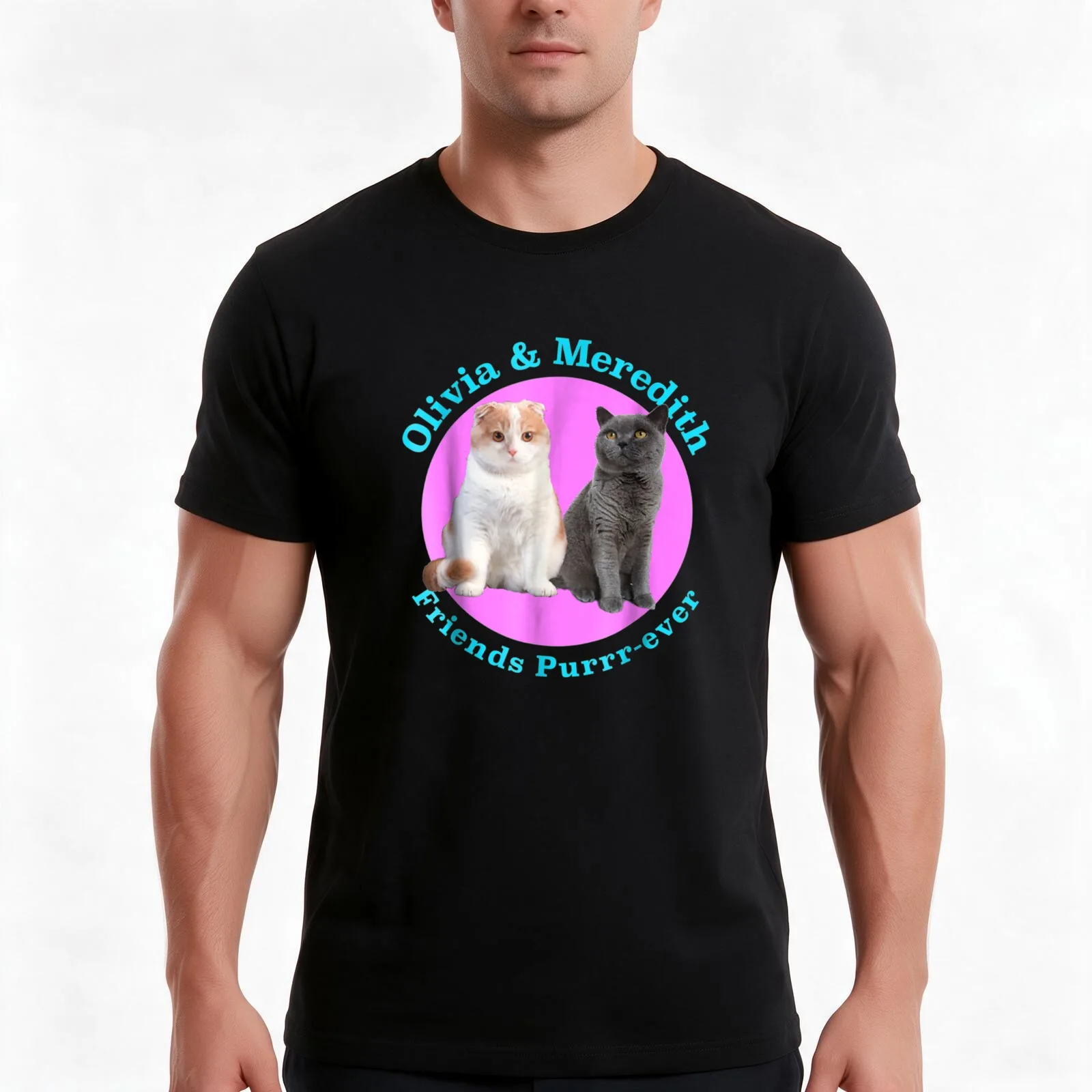 Olivia And Meredith Friends Purrr Ever Essential T-Shirt Summer Casual Cotton Tee Oversized Streetwear Tops Unisex Men Women