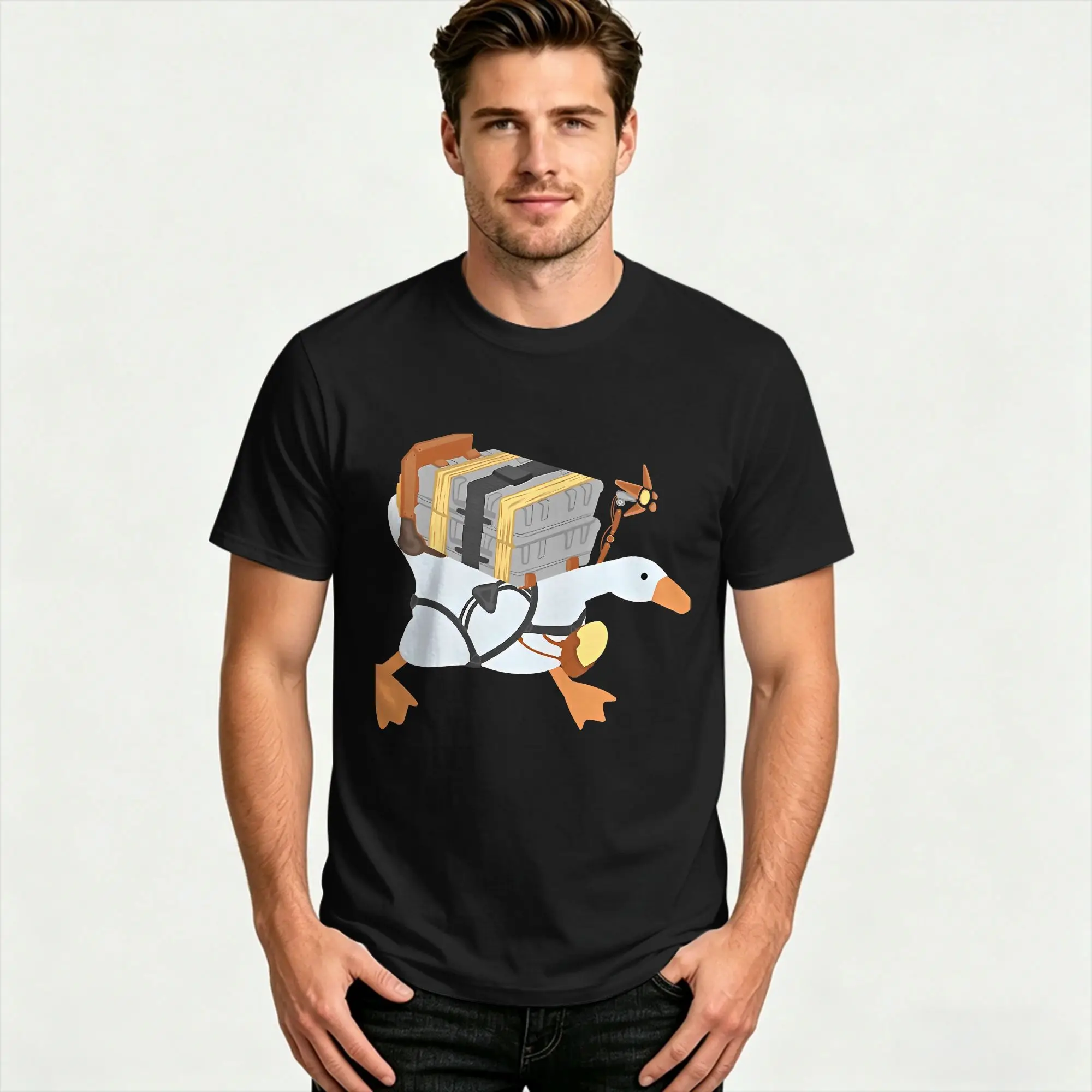 Summer Goose Delivery  Death Stranding  Fashion T-Shirts  100% Cotton Tshirt for Men Y2K Fun Short Sleeve Top Tees