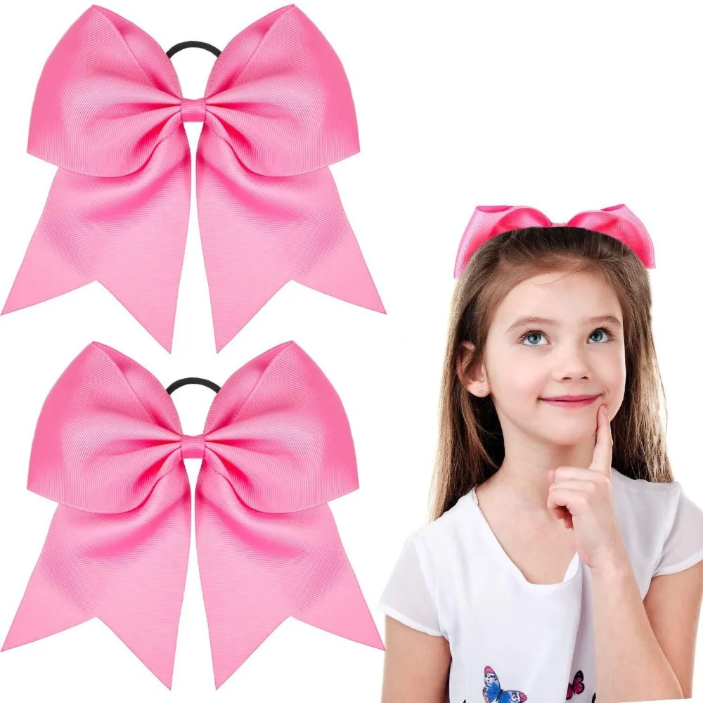 10pcs Big Bow Hairbands for Girls Plain Colors Elastic Hair Ties Ribbon Bowknot Hair Band Rubber Bands Headwear Decorate