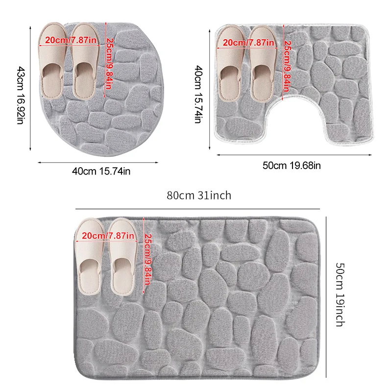 Cobblestone Embossed Bathroom Bath Mat Non-slip Carpets In Wash Basin Bathtub Side Floor Rug Shower Room Doormat Memory Foam Pad