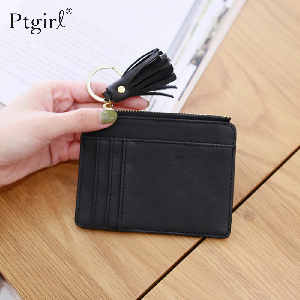 

2024 Cute Fashion PU Leather Mini Coin Purse Women Solid Color Credit Card Holder Bags Small Wallet Money Bag Purse Card Holder