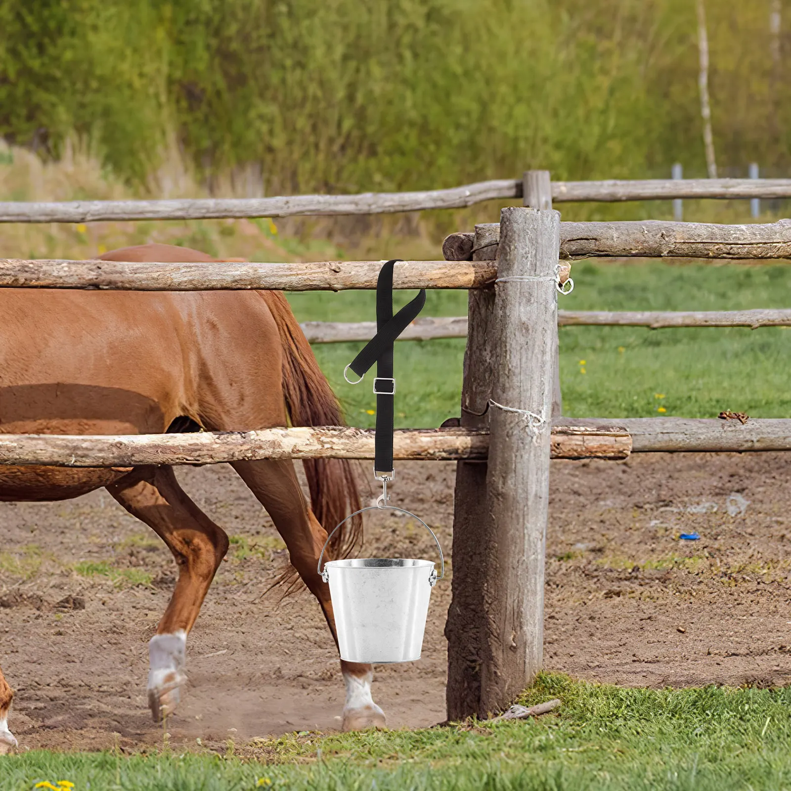 

4Pcs Strong Adjustable Nylon Water Bucket Straps for Horse Stalls Easy Install Hanging Feeder Hangers Equestrian Farm Supply
