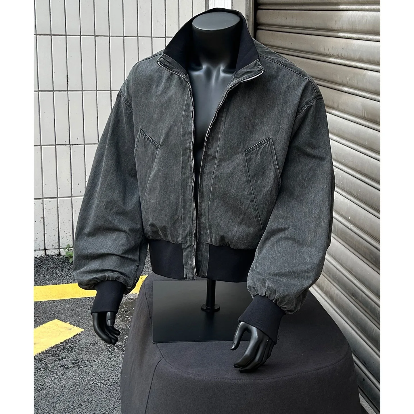 2026 Autumn New American Washed Old Bomber Jacket Men's Baseball Collar Short Jacket