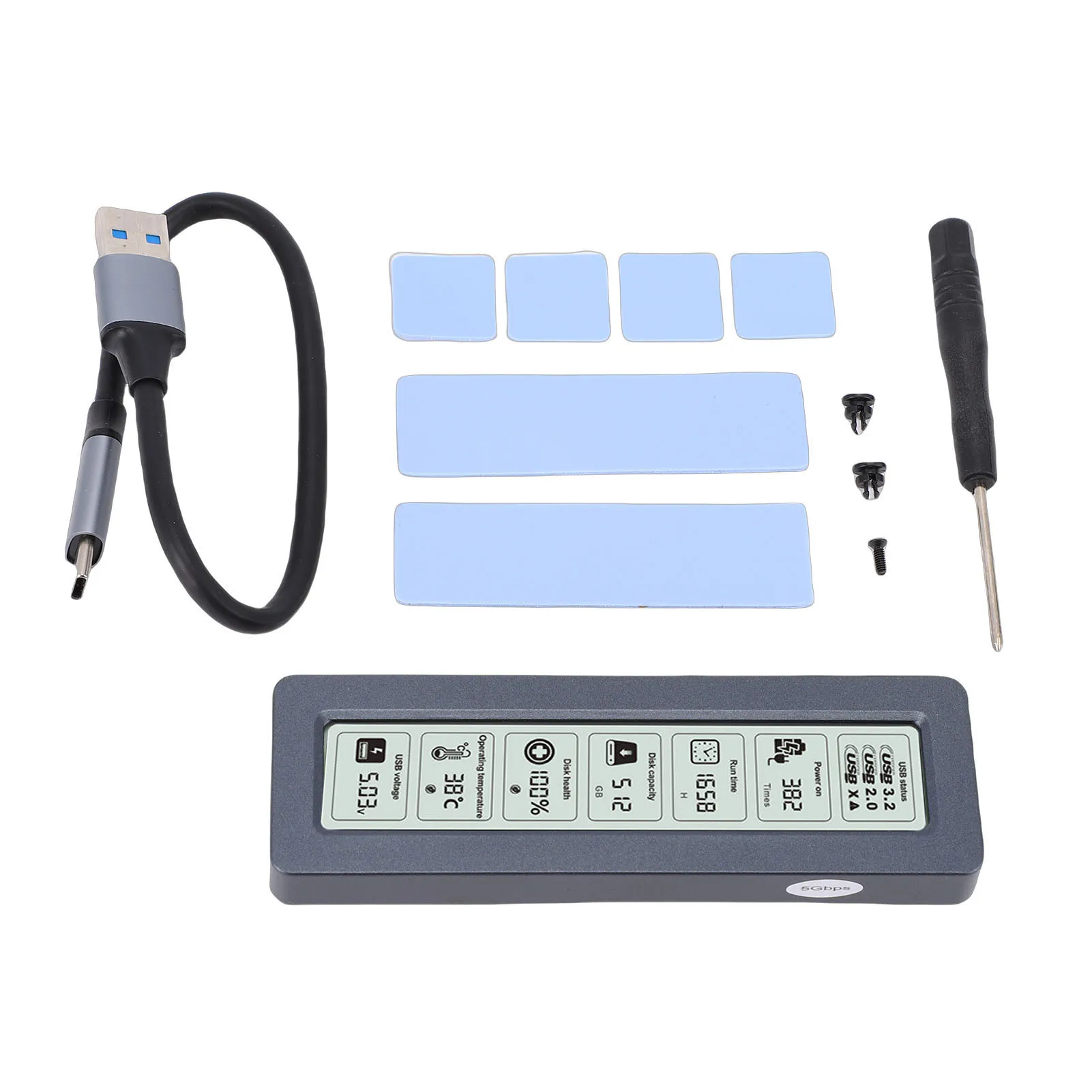 

Корпус для SSD с дисплеем, USB 3.2 Gen 2 Type-C 10 Гбит/с, для твердотельных накопителей 2280