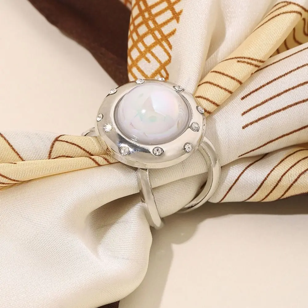 Flower Pearl Silk Scarf Buckle Square Multifunctional Clothing Corner Knotted Buckles Silver Gold Waist Adjustment Fixed Snap