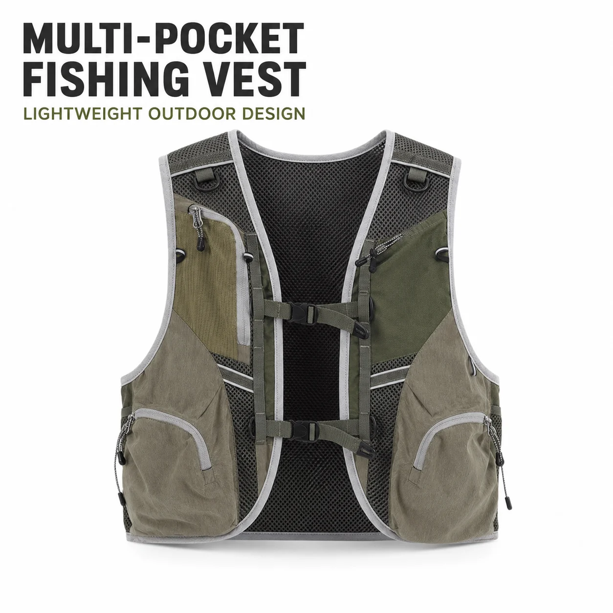 Unisex Lightweight Fishing Vest Multi Pocket Mesh Utility Waistcoat Adjustable Buckles for Cycling Hiking and Outdoor Sports