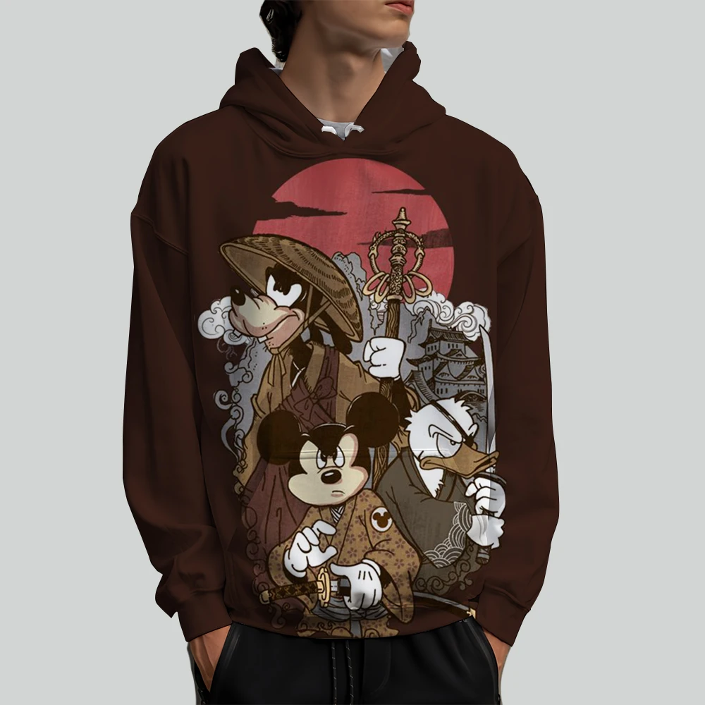 2025 Winter Disney Cartoon Hoodies for Men and Women 3D Printed Mickey Mouse Pattern Sweatshirts Casual Jackets with Hat