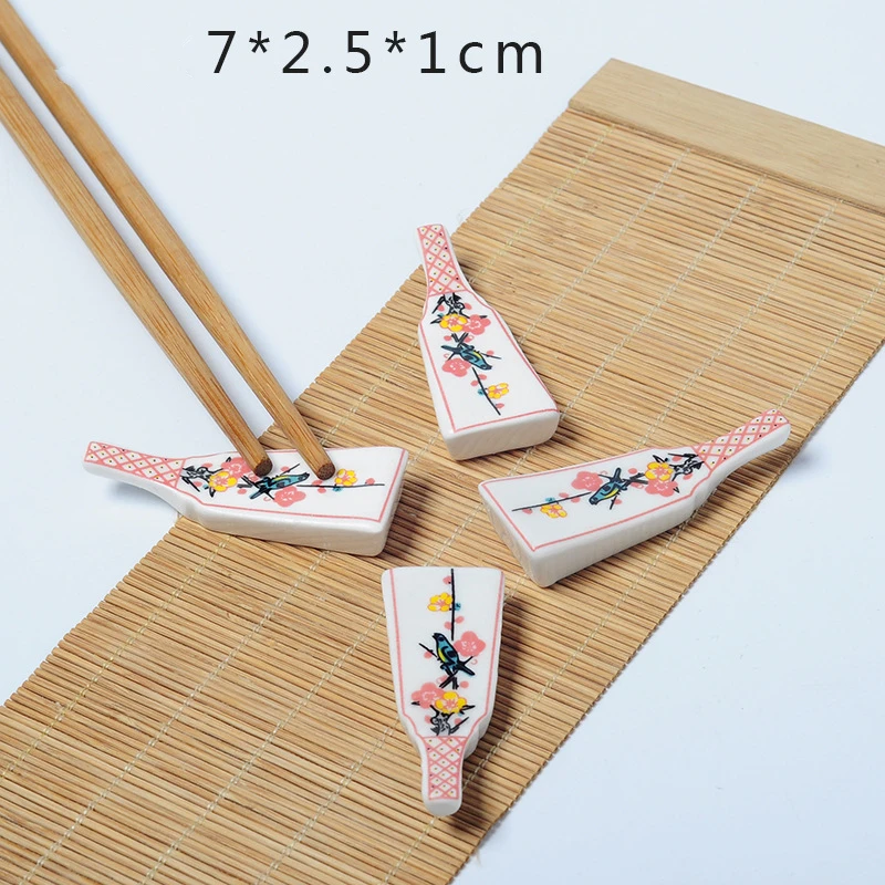 100pcs Ceramic Sakura Blossoms Chopsticks Holder Spoon Fork Chopstick Rest Stand Kitchen Tools Tableware Dining Table Decoration