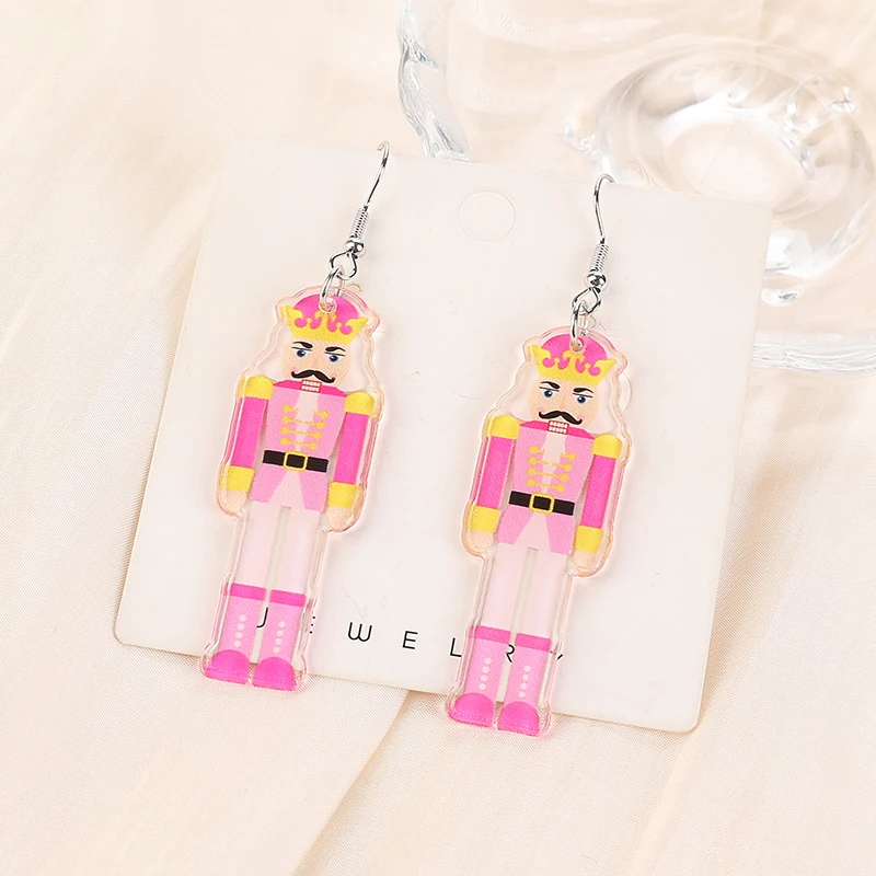 قرط متدلي أكريليك لعيد الميلاد للنساء ، مجوهرات ملك الموضة للفتيات ، هدية عيد ميلاد ، عطلة ، زوج واحد