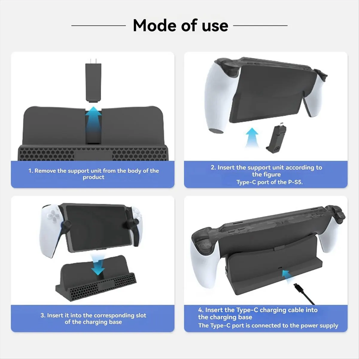 Super Sale For PS5 Handheld Charging Single Base Charging Portable Stand with RGB Light for PS5 Portal Console White