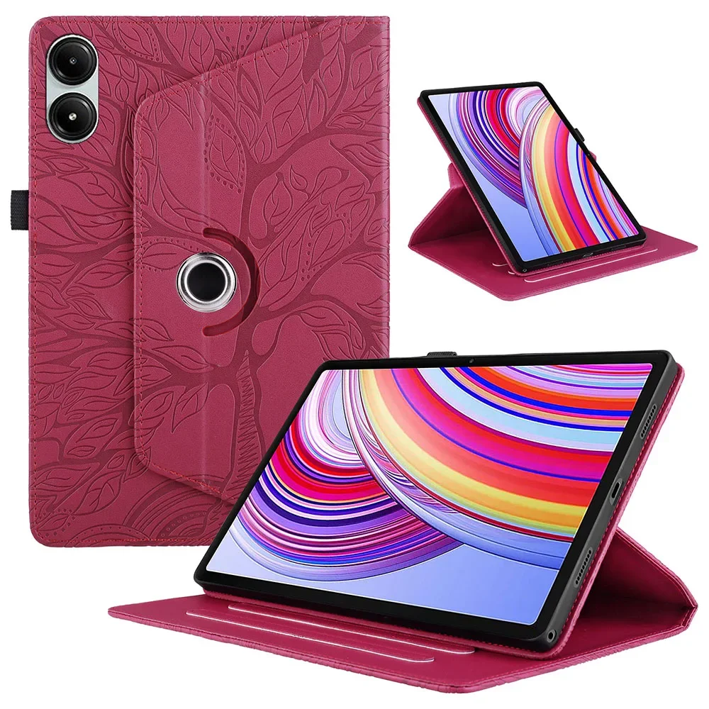 Pop Redmi SE 2025 New Tablet Case For XIAOMI Redmi Pad SE 11 Inch 2025 3D Tree Embossed PU Leather Cover 360° Rotation Bracket F