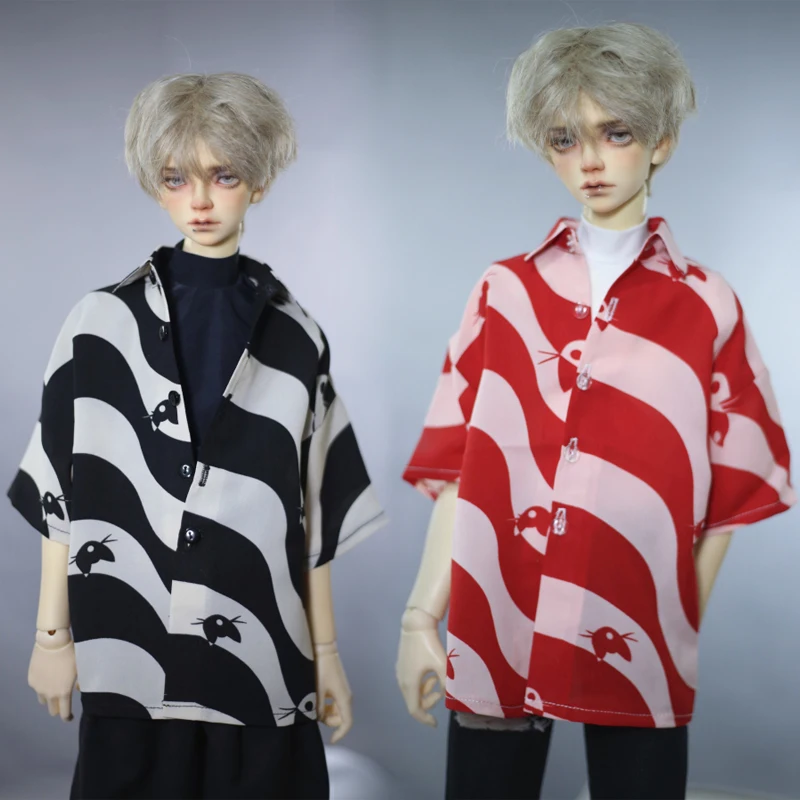 D04-B034 children handmade toy 1/3 1/4 SD10 Uncle68 73 Doll BJD/SD doll Accessories black red wavy short sleeve floral shirt 1pc