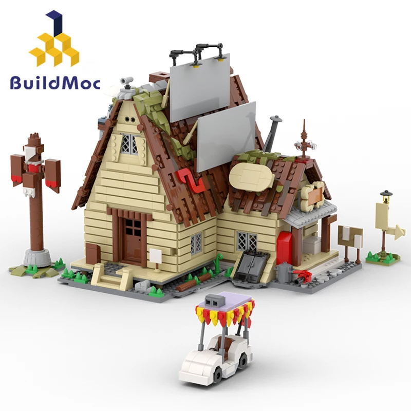 Moc House Bouwsteen Sets Zwaartekracht Valt Mysterie Hut Stenen Blokken Kits Binnenplaats Cottage Gebouw Met Meubels Speelgoed