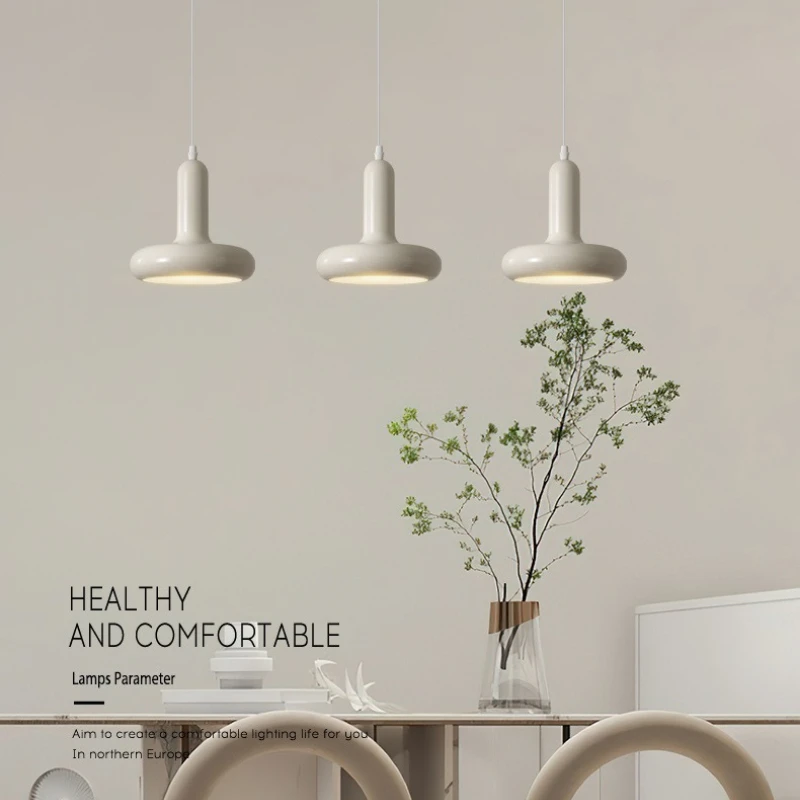 

Retro Cream 1-3 Head Bauhaus Pendant Light, Nordic Dining/Bedside/Bar Hanging Lamp