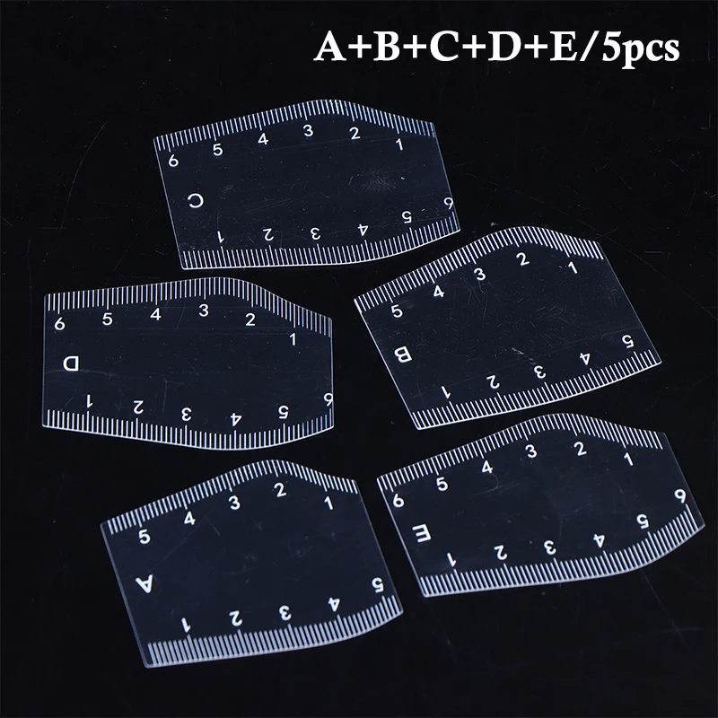 (Ce14)5Pcs Durable Brow Shaping Stencil Shaping Portable Instant Brow Shaper Drawing Eyebrow Design Ruler Gift