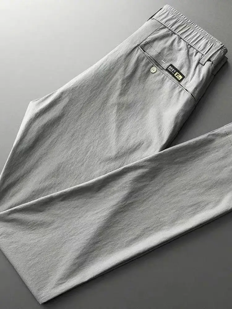Pantaloni a gamba dritta slim fit in seta di ghiaccio Pantaloni lunghi sportivi estivi da uomo sottili Qui Dry Pantaloni casual da strada urbani