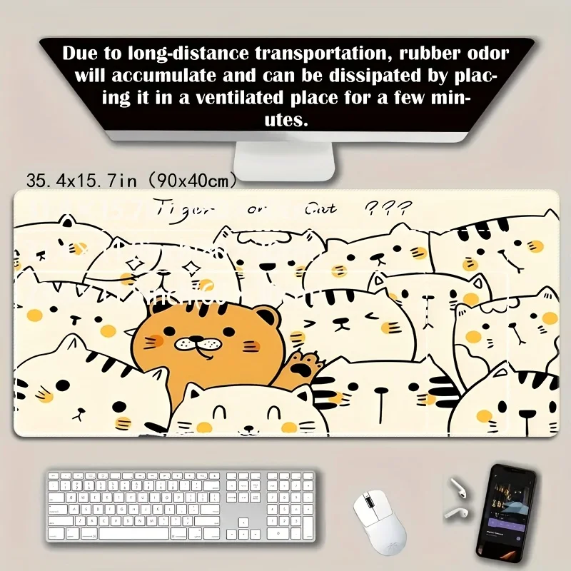لوحة ماوس لطيفة على شكل قطة ونمر مصنوعة من المطاط المضاد للانزلاق والمتين مع طباعة عالية الدقة، مناسبة لكل من المكاتب والمنازل #4