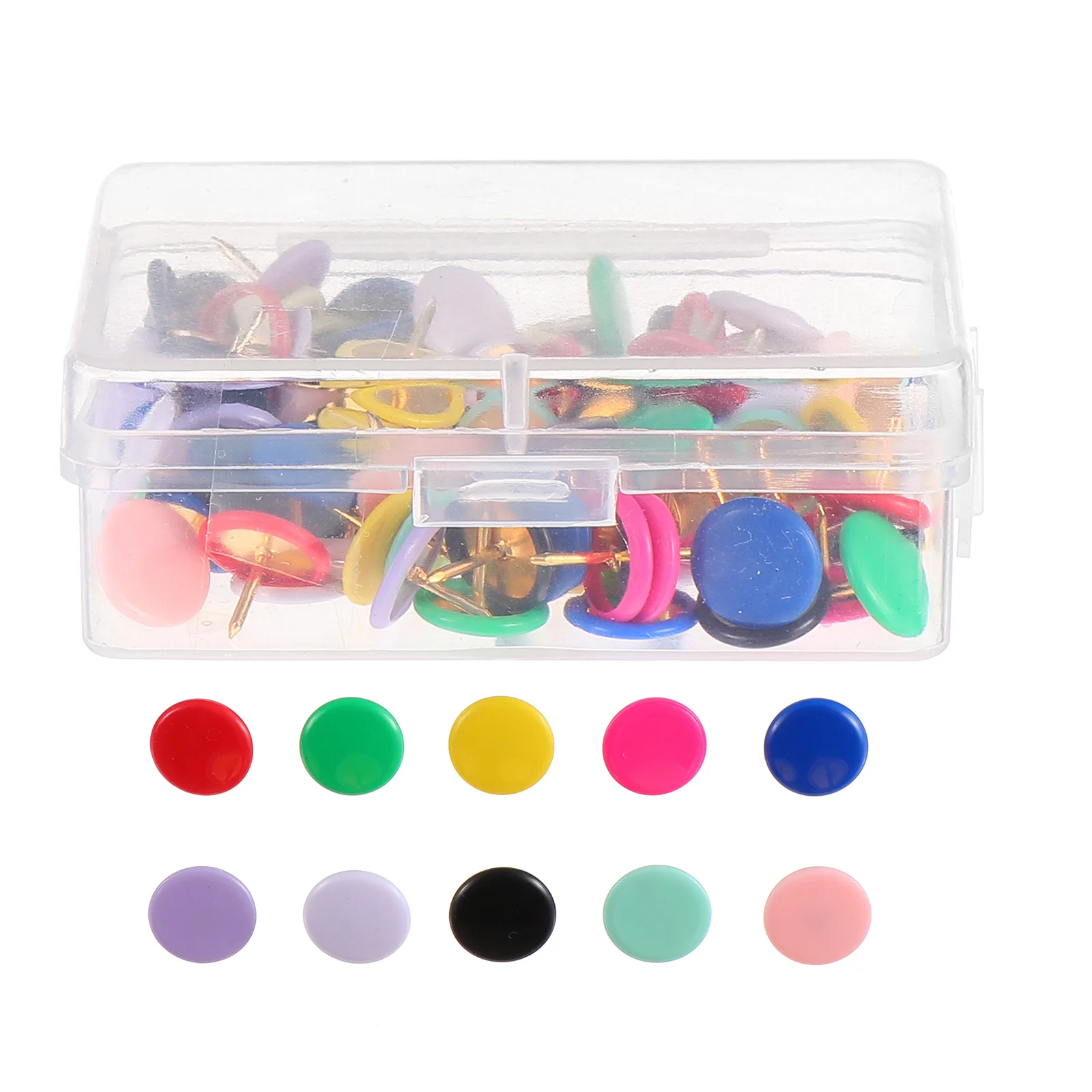 100 قطعة دبابيس دفع بلاستيكية مختلط الألوان شقة مستديرة الرأس Thumbtacks بها بنفسك خريطة المسامير مدرسة مكتب البلاستيك دفع دبوس