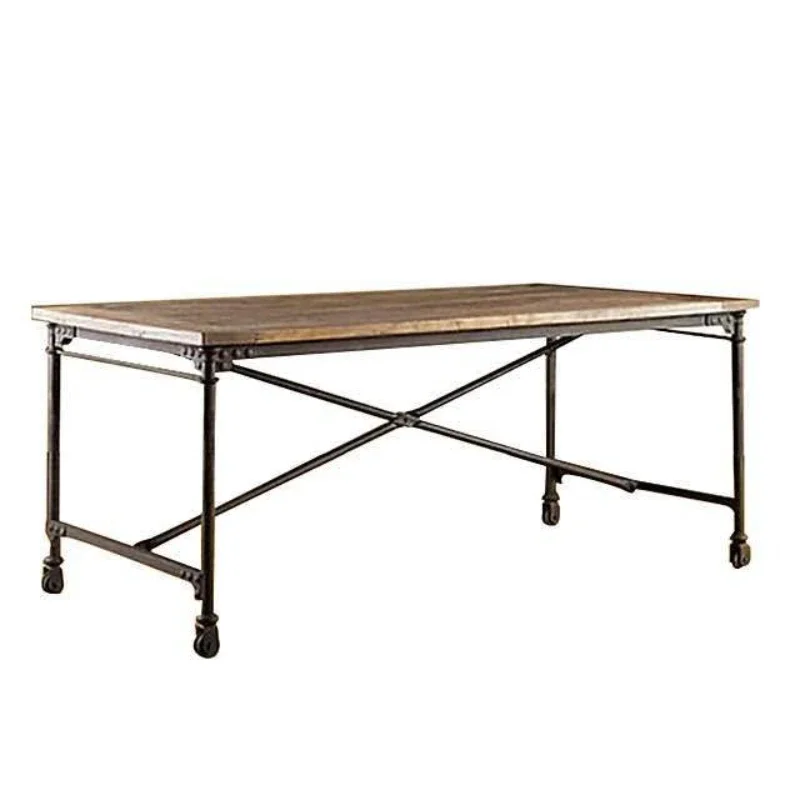 Wrought iron solid wood creative computer desk with drawers loft home bed and breakfast notebook desk