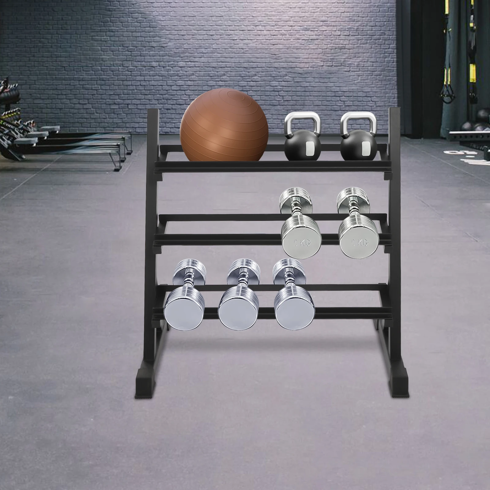 3-stufiger Hantelständer, Organizer-Rack für Hanteln, Trainings-Hantelaufbewahrungsregal